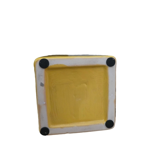 Vintage-yellow rustic pottery Canister  vase “LIVE” - Picture 4 of 6